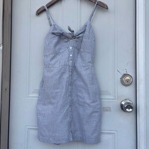 Abercrombie & Fitch Blue and White Striped Tie-Front Mini Dress